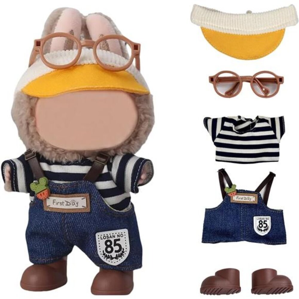 17cm Doll Clothes(NO Doll), CuteOutfit Accessories with Hat + Glasses +shoes